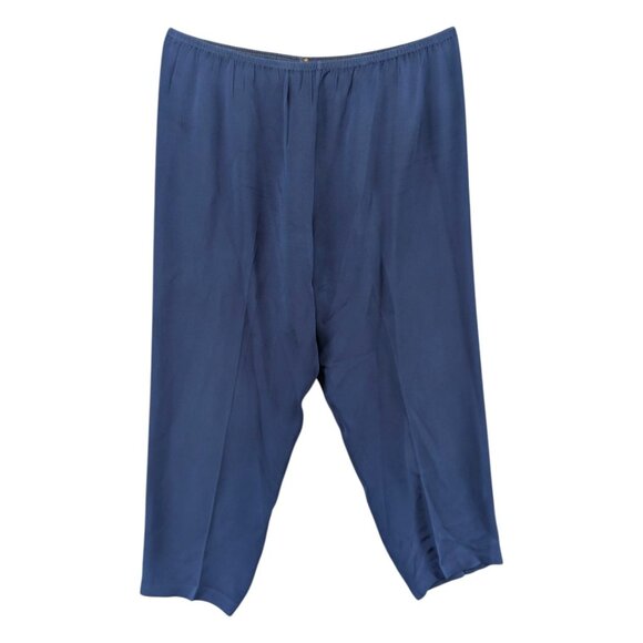 RTW Charleston Silk Pull On Pants Womens Blue High Rise Made in USA Sz XXL - Picture 1 of 9
